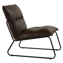 Cortesi Home Havana Accent Chair in Distressed Brown faux Leather with Black Metal Legs
