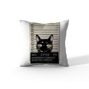 Cortesi Home 'Kitty Mugshot' by Nicklas Gustafsson, Decorative Soft Velvet Square 18"x18" Accent Throw Pillow with Insert