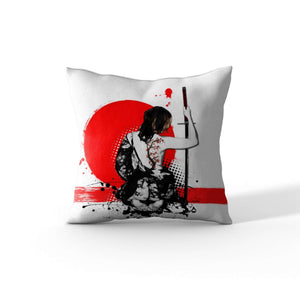 Cortesi Home 'Trash Polka - Female Samurai' by Nicklas Gustafsson, Decorative Soft Velvet Square 18"x18" Accent Throw Pillow with Insert