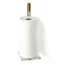 Cortesi Home Beryl Clear Acrylic Paper Towel Stand with Brass Accent
