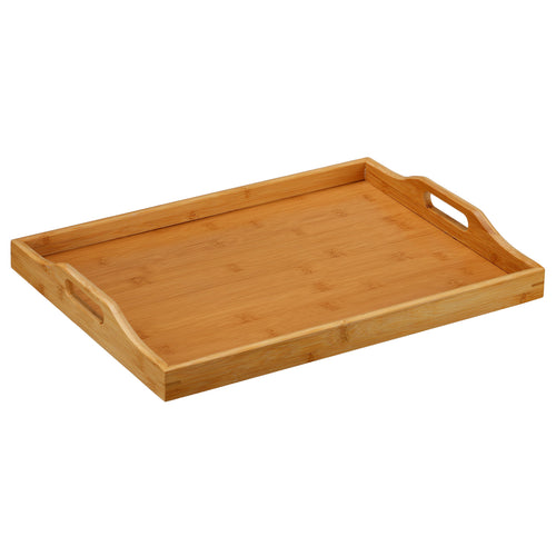 Cortesi Home Alex Natural Bamboo Butler Serving Tray Table with Handles, 18x14