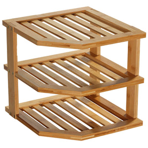 Cortesi Home Sumo Natural Bamboo 3 Tier Countertop Corner Shelf, 10"x10"
