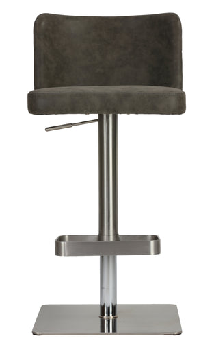 Cortesi Home Hercules Adjustable Barstool in Brushed Stainless Steel with Heavy Solid Base, Retro Grey