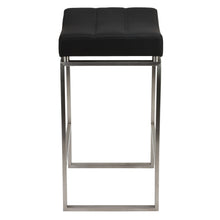 Cortesi Home Isis Counter-Height Stool in Brushed Stainless Steel, Black