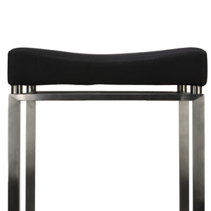 Cortesi Home Isis Counter-Height Stool in Brushed Stainless Steel, Black