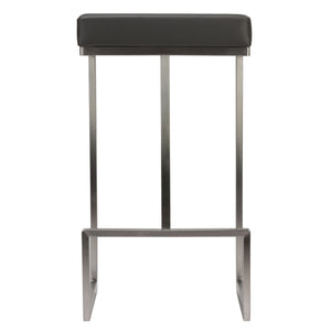 Cortesi Home Ares Set of 2 Counter Height Stools in Brushed Stainless Steel, Grey