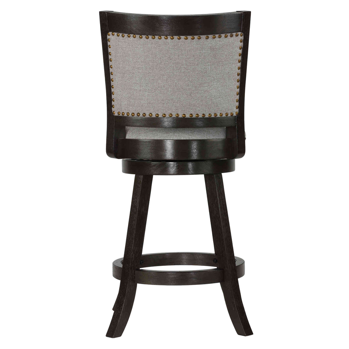 Cortesi Home Ferne Solid Wood Swivel Counter Stool 24 Gray Fabric Cortesihome