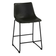 Cortesi Home Safi Counterstools in Distressed Black Faux Leather (Set of 2) 24"Seat
