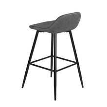 Cortesi Home Rain Counterstools in Light Grey Faux Leather, Black Base (Set of 2)