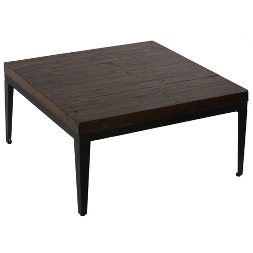 Cortesi Home Omaha Coffee Table, Solid Wood and Metal, 32