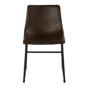 Cortesi Home Casablanca Dining Chair in Distressed Coffee Brown Faux Leather (Set of 2)