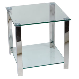 Cortesi Home Melissa Double Shelf Glass End Table, 20"