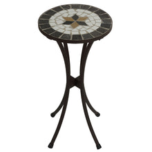 Cortesi Home Fudwick Mosaic Tile Top Indoor/Outdoor Side Table in Brown Metal 12" Round