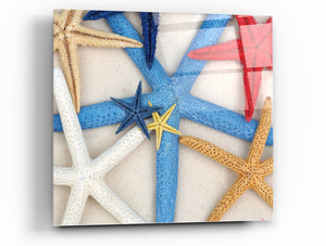 Cortesi Home Starfish Wishes Tempered Glass Wall Art, 12" x 12" (Set of 2)