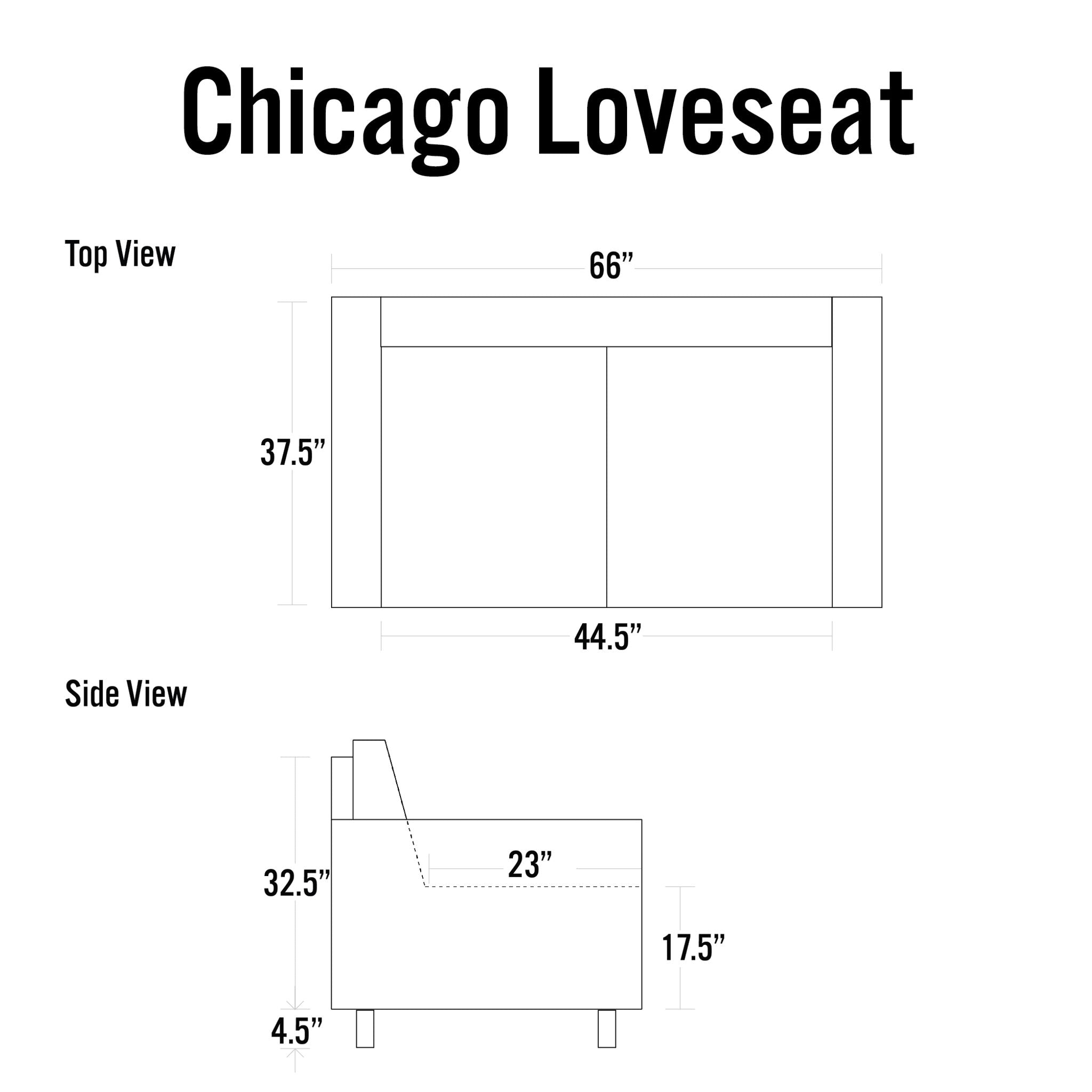 Chicago Genuine Leather Loveseat, Brown 66"