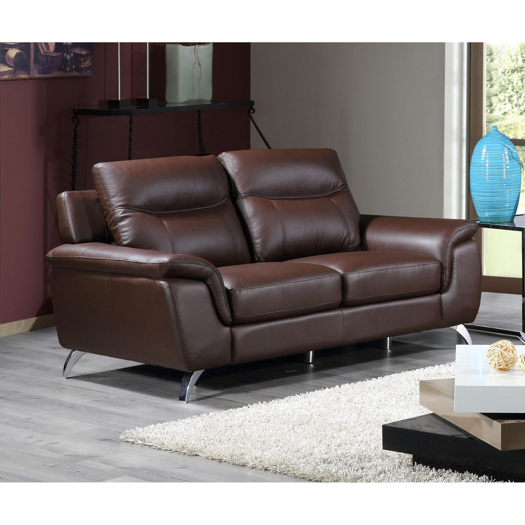 Chicago Genuine Leather Loveseat, Brown 66"