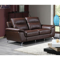 Chicago Genuine Leather Loveseat, Brown 66"