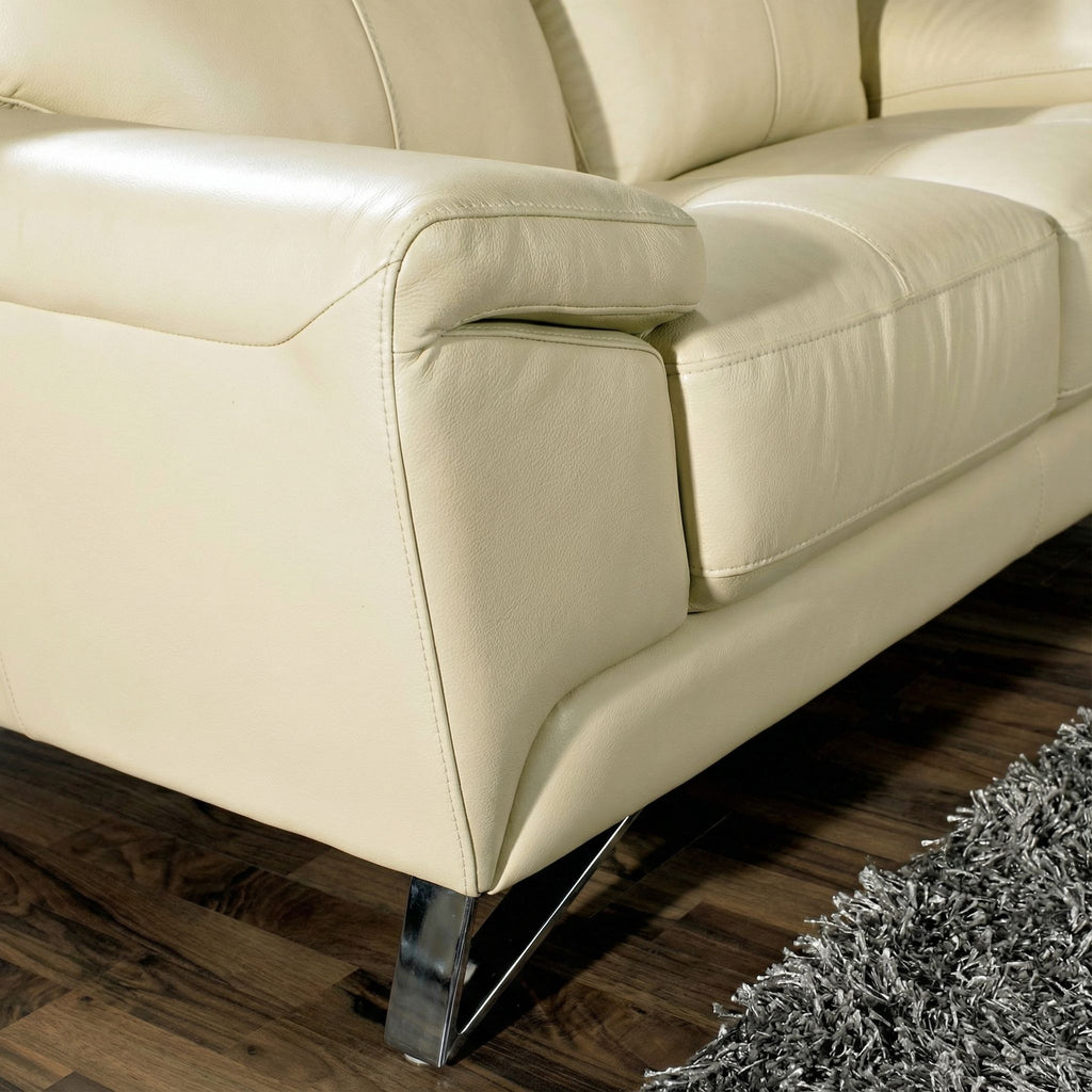 Phoenix Genuine Leather Loveseat, Cream 64"