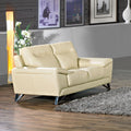 Phoenix Genuine Leather Loveseat, Cream 64"