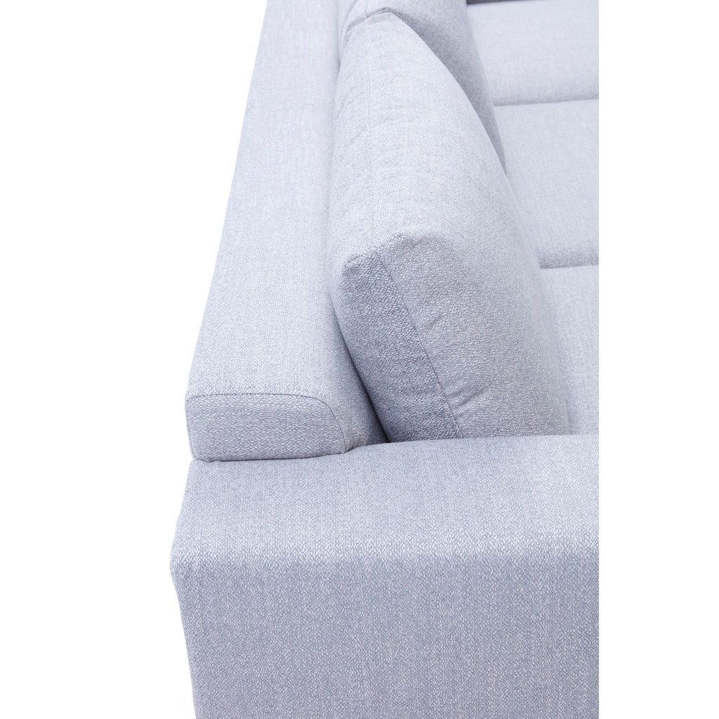Roma Loveseat in Soft Grey Fabric with Wood Legs, 64"