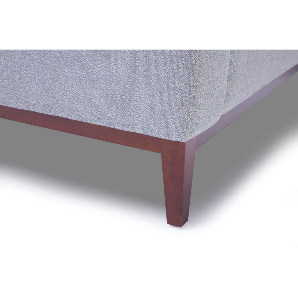 Roma Loveseat in Soft Grey Fabric with Wood Legs, 64"