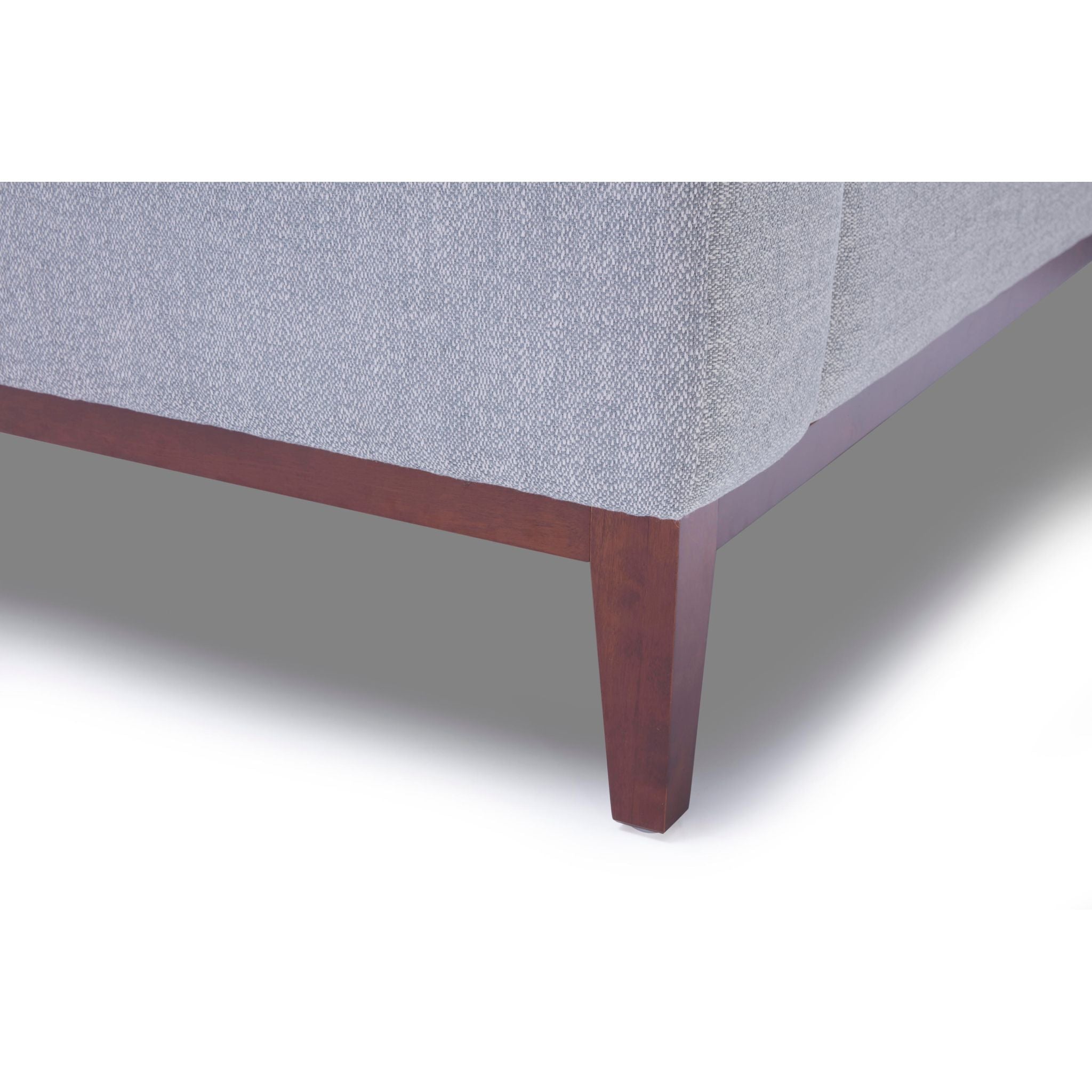 Roma Loveseat in Soft Grey Fabric with Wood Legs, 64"
