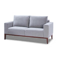 Roma Loveseat in Soft Grey Fabric with Wood Legs, 64"