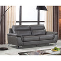 Chicago Genuine Leather Sofa, Dark Grey 79"