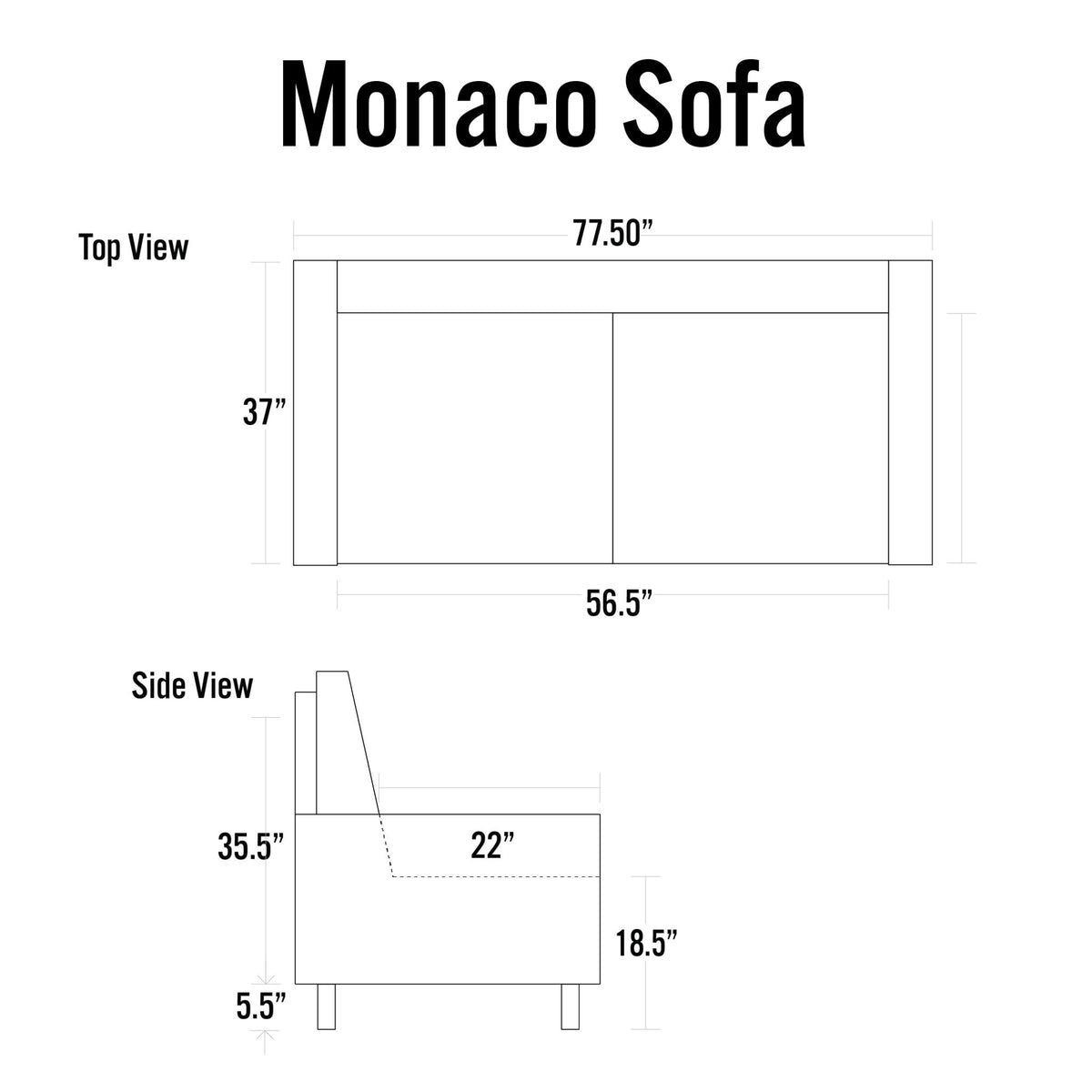 Contemporary Monaco Genuine Leather Sofa, Light Grey 78"