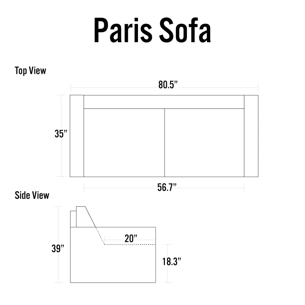 Paris Genuine Full Leather Sofa, 2 Tone Combination of Black and Beige, 80"