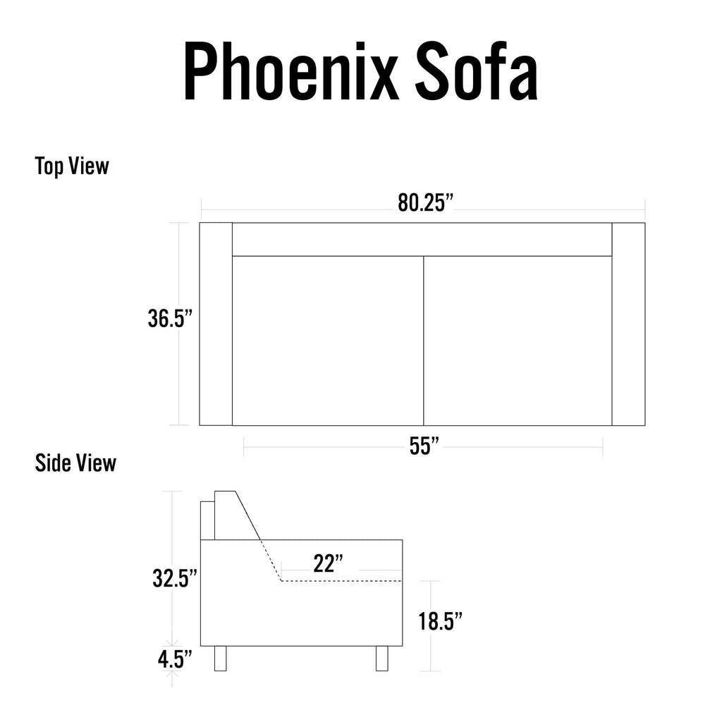 Phoenix Genuine Leather Sofa, Cream 80"