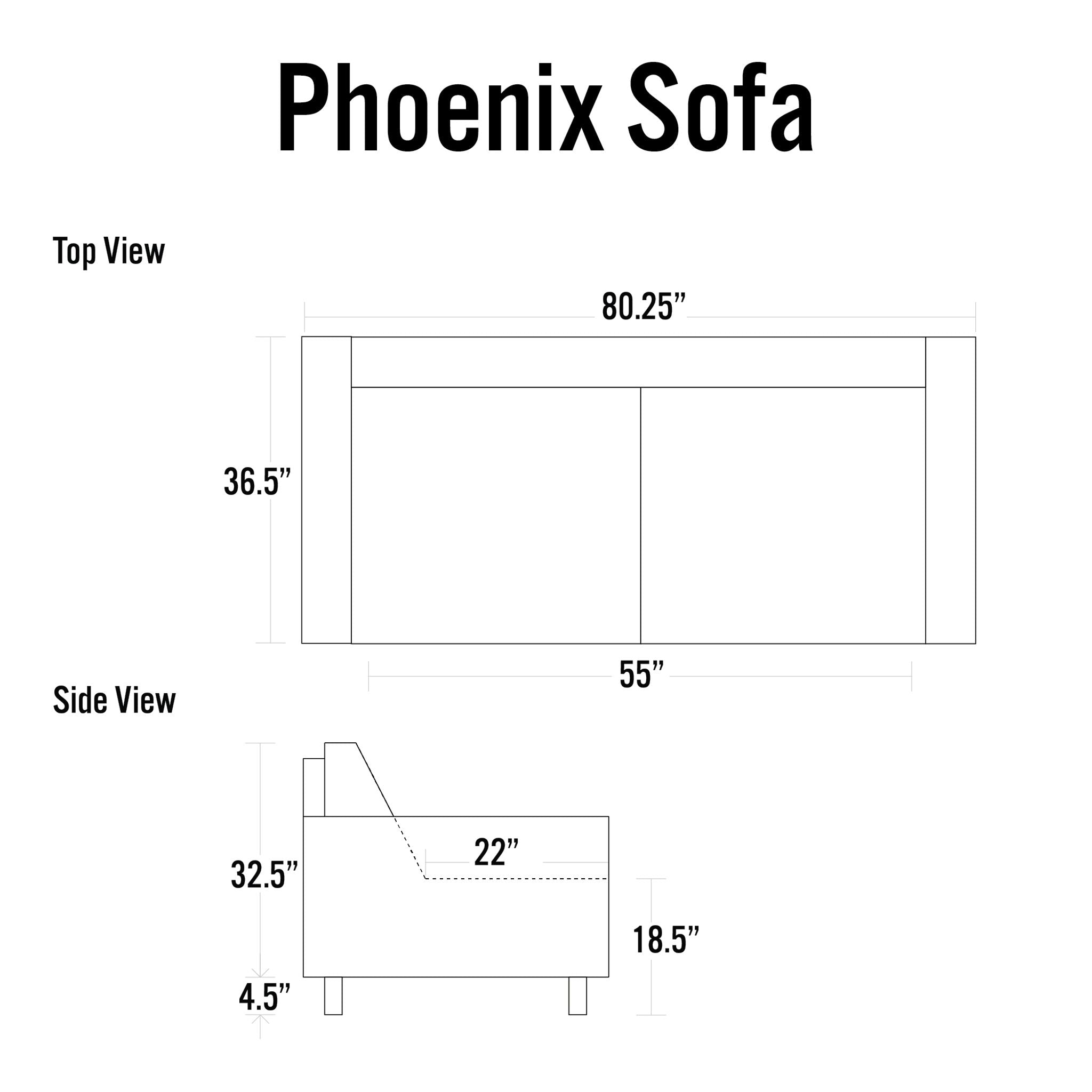 Phoenix Genuine Leather Sofa, Cream 80"