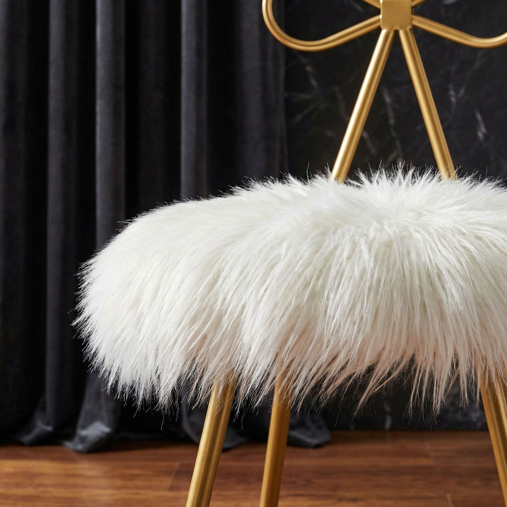 Tilly Accent Chair with Bow Detail, White Faux Fur