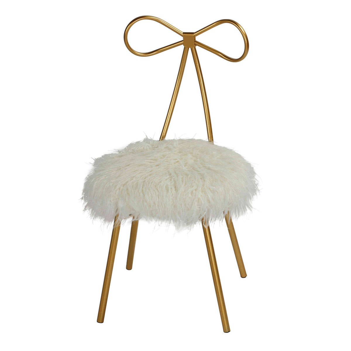 Tilly Accent Chair with Bow Detail, White Faux Fur