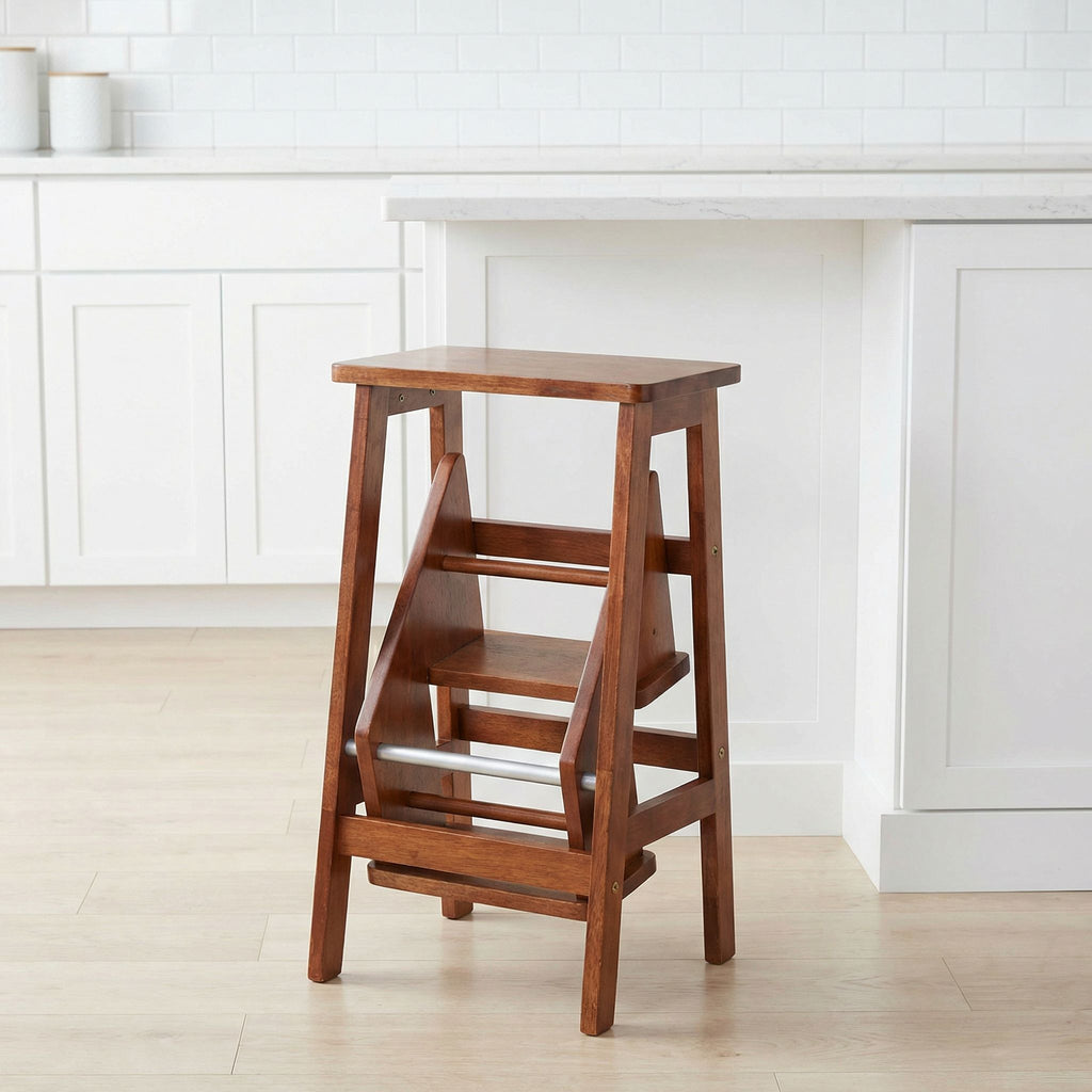 Druzi Stepstool 3 in 1 Design, Barstool, Stepstool, Ladder, Oak Color