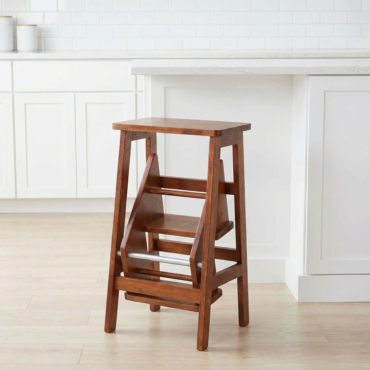 Druzi Stepstool 3 in 1 Design, Barstool, Stepstool, Ladder, Oak Color