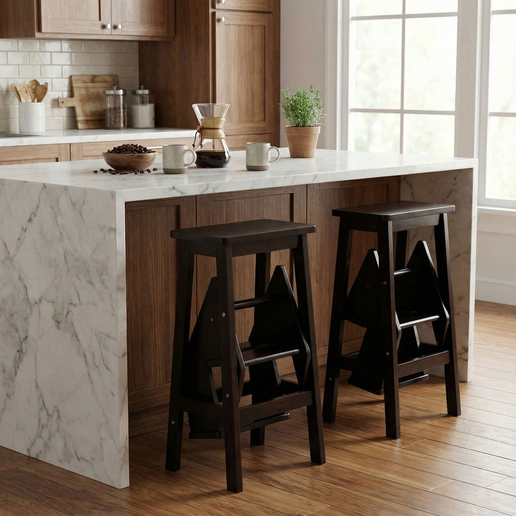Druzi Barstool, Stepstool, Ladder, Cappuccino Finish