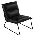Havana Accent Chair in Distressed Black faux Leather and Metal Legs