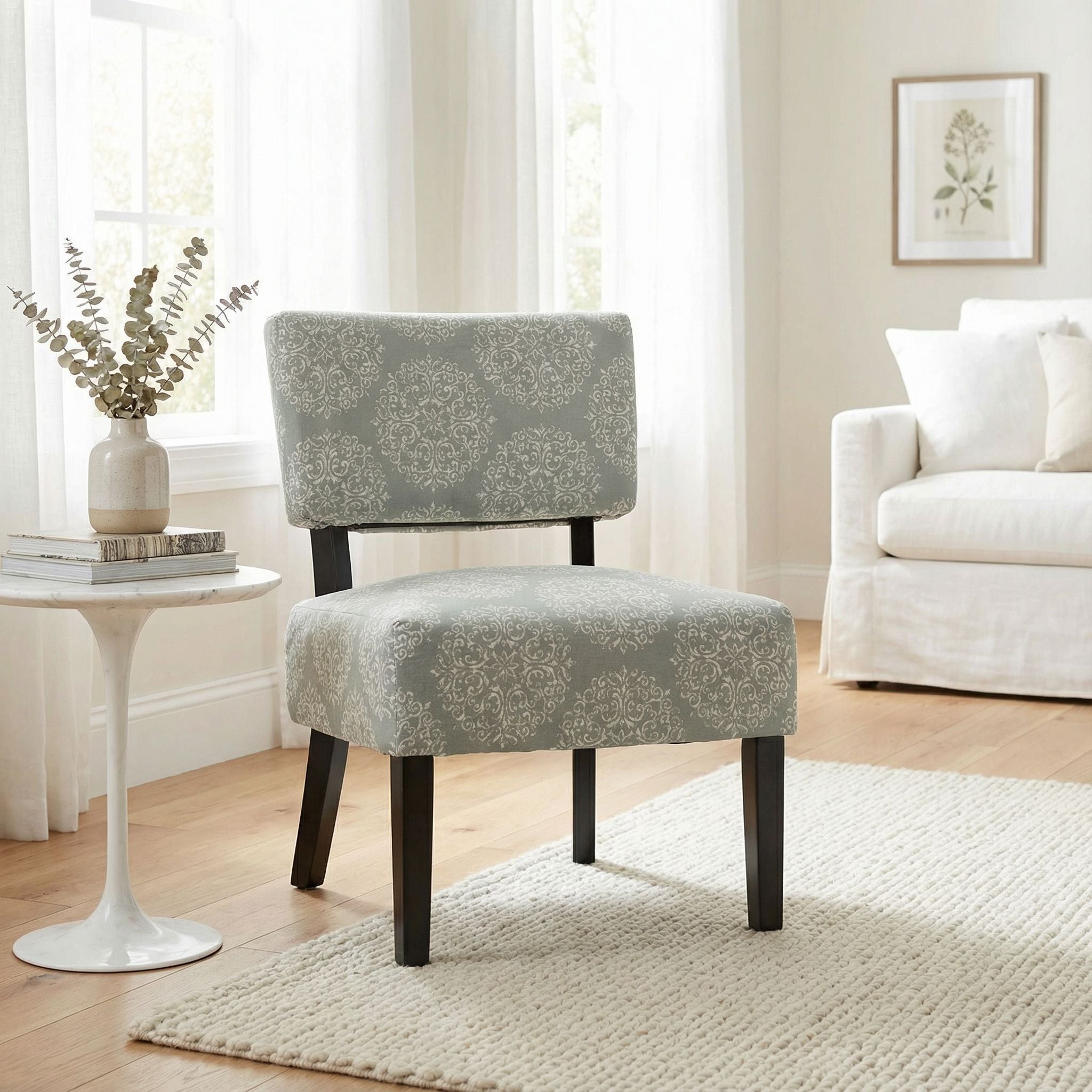 Largo Damask Armless Accent Chair