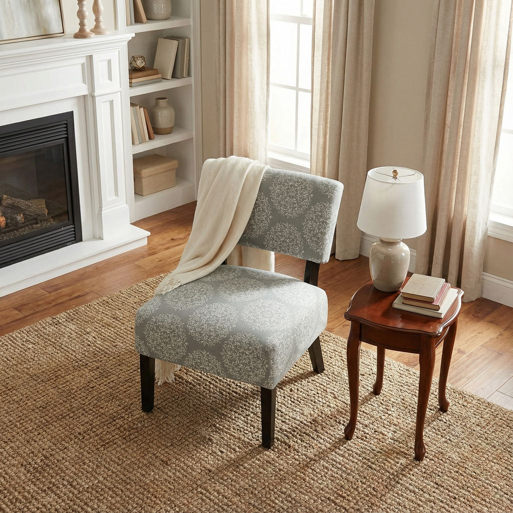 Largo Damask Armless Accent Chair