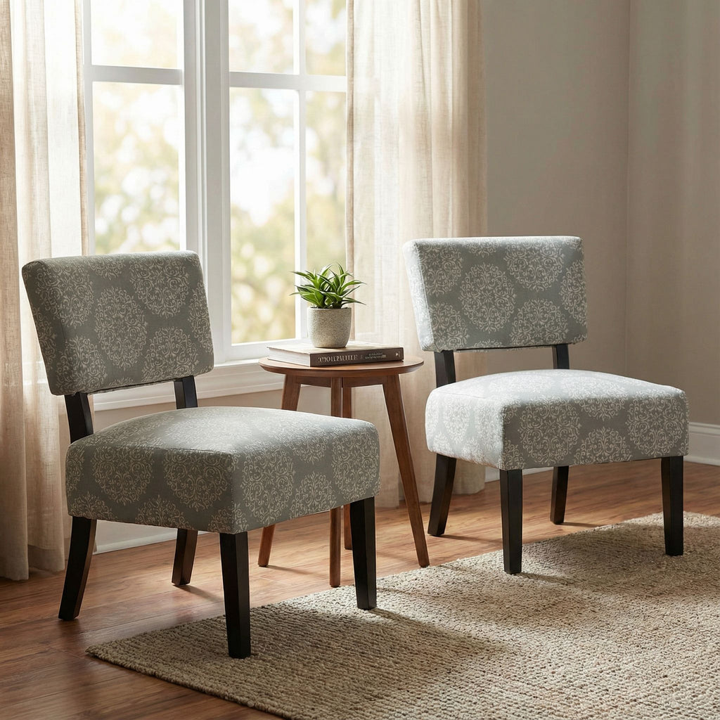 Largo Damask Armless Accent Chair