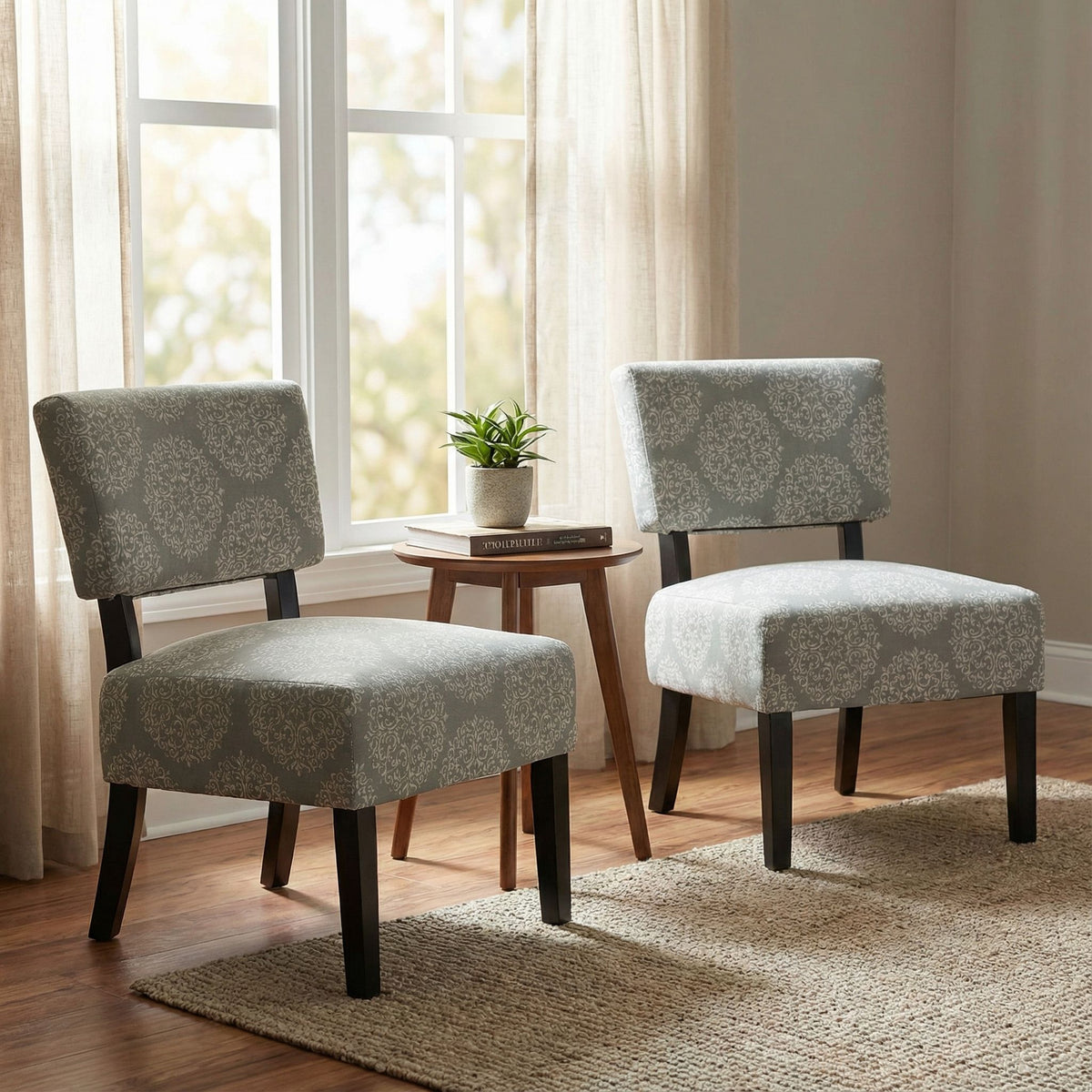 Largo Damask Armless Accent Chair
