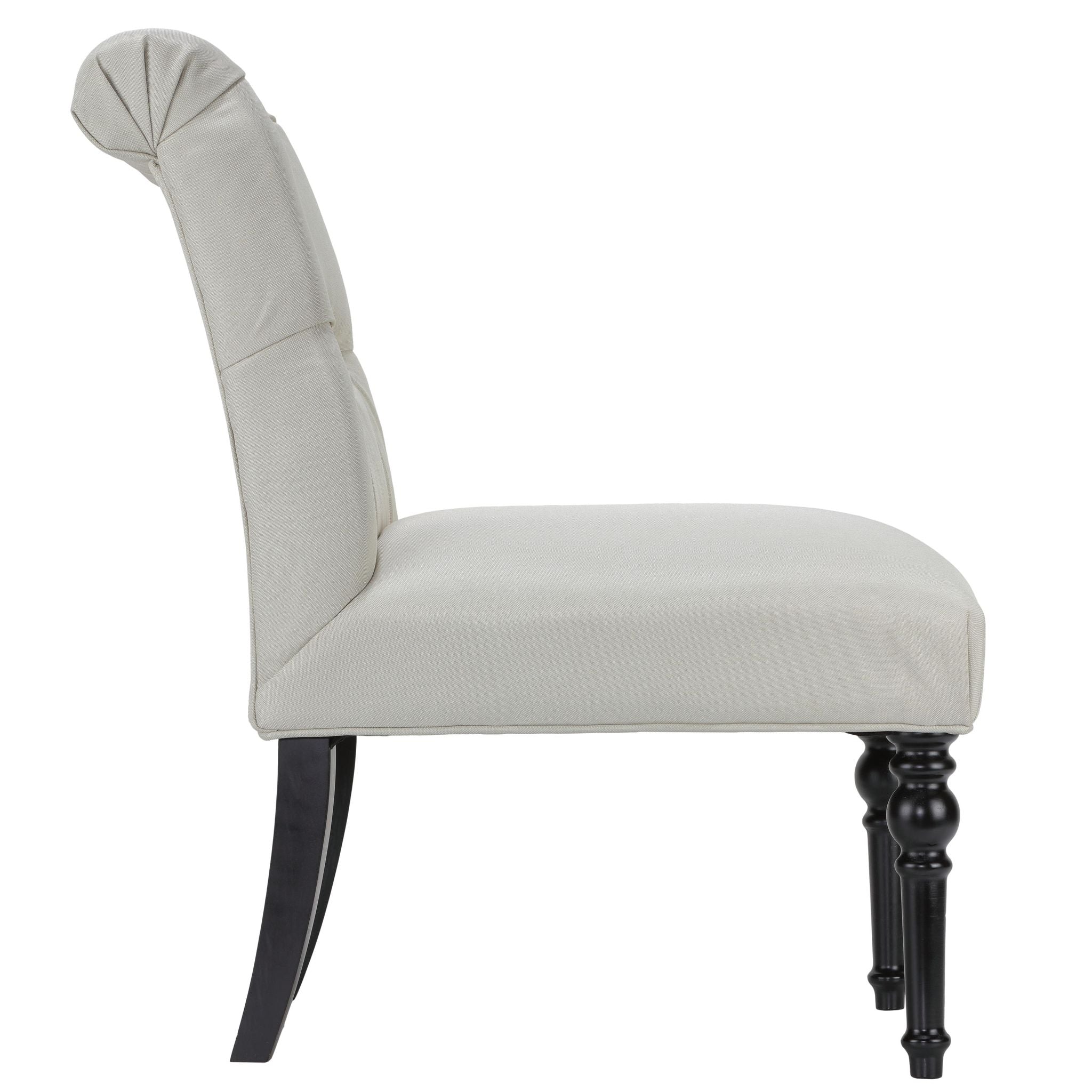 Easton Armless Accent Chair in Beige Fabric