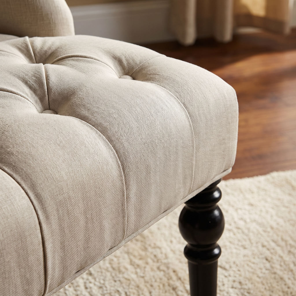Easton Armless Accent Chair in Beige Fabric