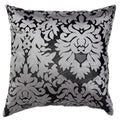 Dama Decorative Damask Square Accent Pillow, Silver