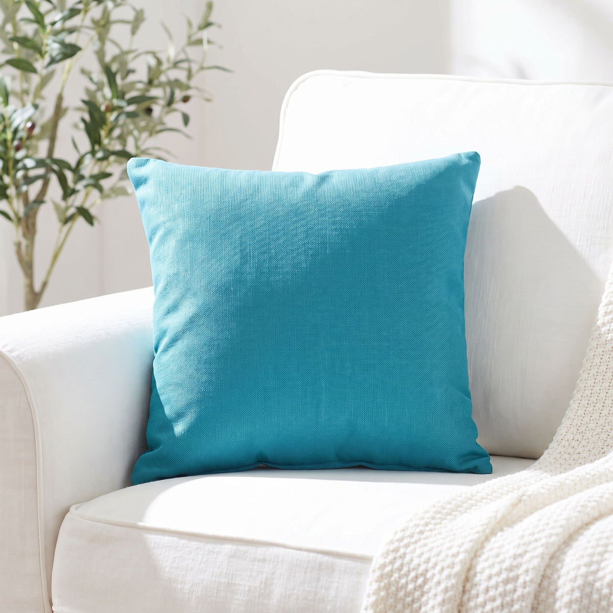 Jakie Decorative  Square Accent Pillow, Azure Blue