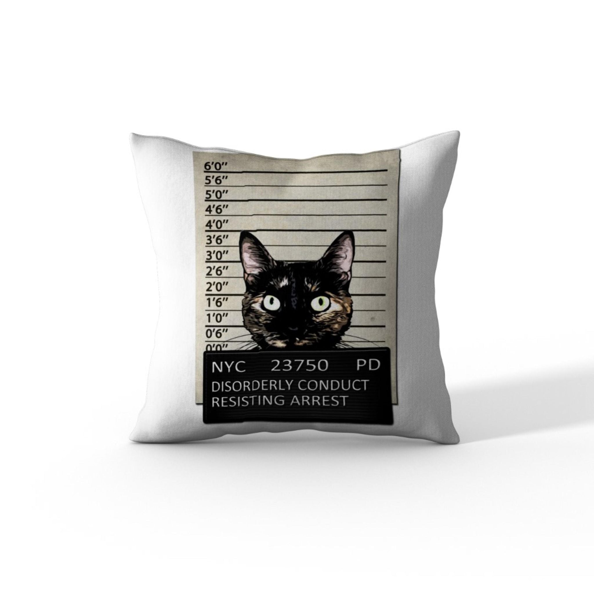 'Kitty Mugshot' by Nicklas Gustafsson, Decorative Soft Velvet Square 18"x18" Accent Throw Pillow with Insert