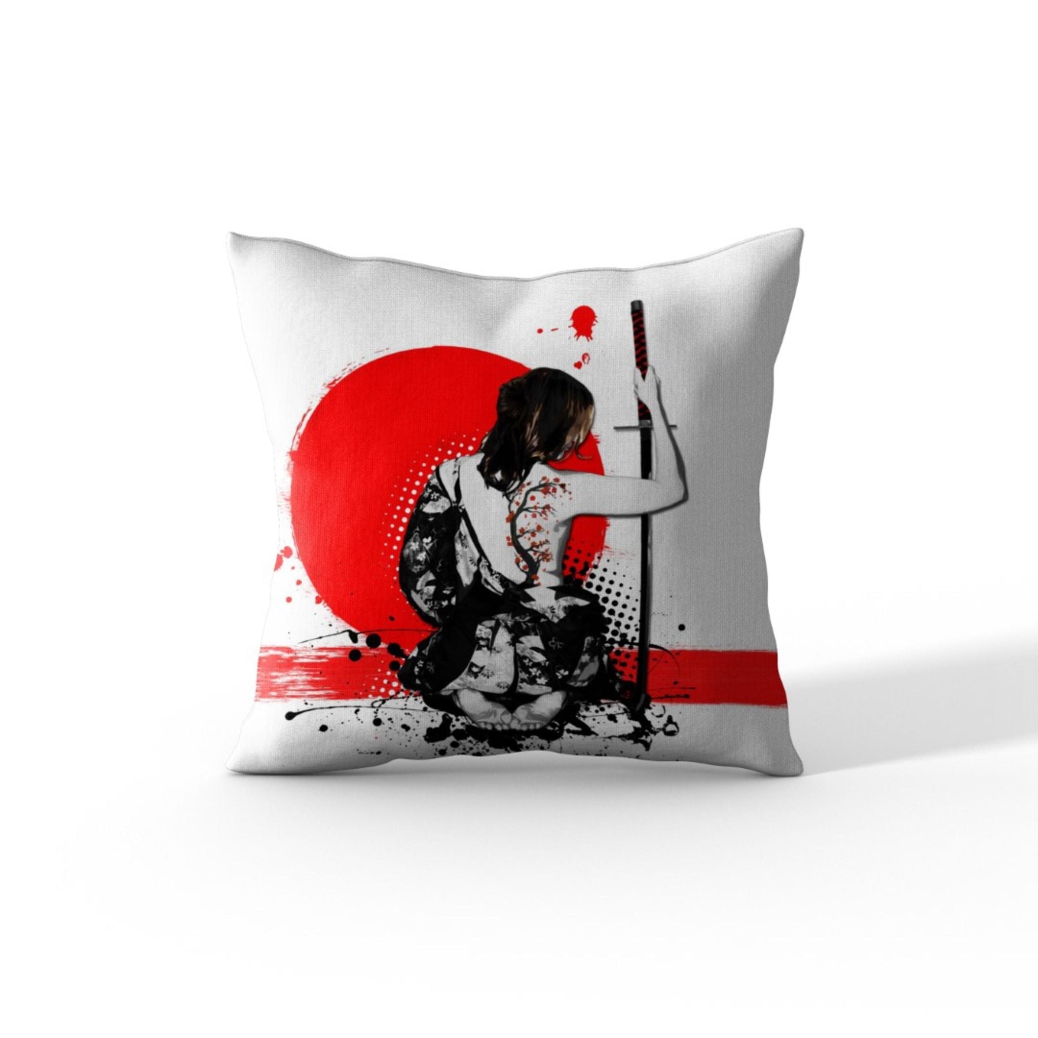 'Trash Polka - Female Samurai' by Nicklas Gustafsson, Decorative Soft Velvet Square 18"x18" Accent Throw Pillow with Insert