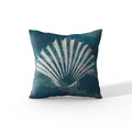 'Sea Glass I' Decorative Soft Velvet, Square 18"x18" Accent Throw Pillow with Insert, Blue Seashell
