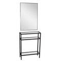 Cortesi Home Harris 2PC Console Table and Mirror Set, Matte Black Metal
